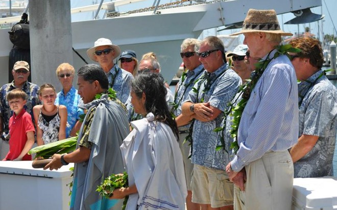 Bill McClure (right, in hat) at the blessing of Pyewacket.- Transpac 2011 © Kimball Livingston